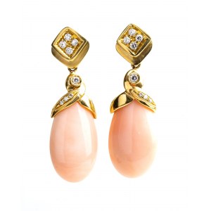 Diamond cersuolo coral gold earrings