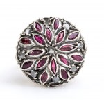 Diamond ruby gold silver ring