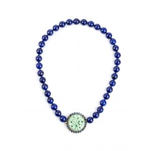 Lapislazuli jade sapphire gold necklace