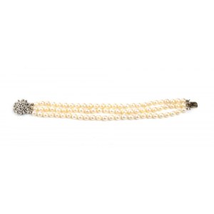 Diamond pearl gold bracelet