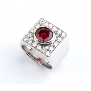 Ruby diamond gold band ring