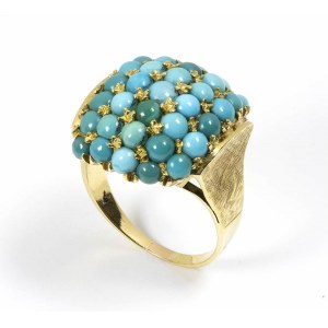 Gold turquoise band ring