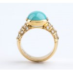 Diamond turquoise gold ring