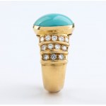 Diamond turquoise gold ring