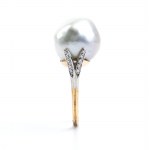 diamond baroque pearl gold ring