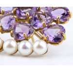 Amethysts pearl gold earrings