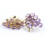 Amethysts pearl gold earrings