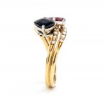 Gold ring with a ruby and a sapphire