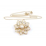 Diamond pearl gold brooch-pendant and chain