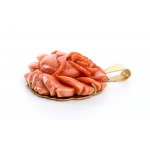 Gold pendant with rose shaped coral