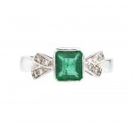 Emerald diamond gold ring