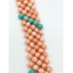 Coral turquoise silver woven bracelet