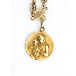 Two golden neckalces with religious pendants
