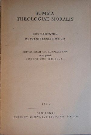 [EX LIBRIS STEFANA WYSZYŃSKIEGO] HEINZEL Godefridus - Summa Theologiae Moralis Complementum De Poenis Ecclesiasticis 1956