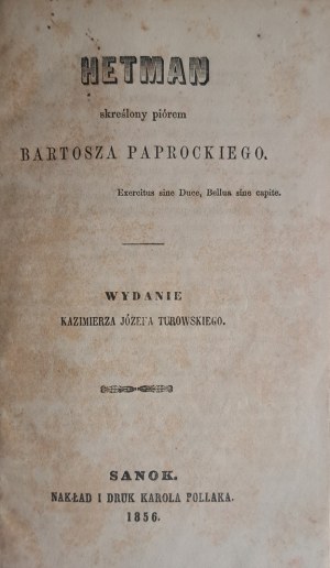 PAPROCKI Bartosz - Hetman. 1856