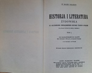 BAŁABAN Majer - STORIA E LETTERATURA EBRAICA [kpl - 3 volumi - ristampa].