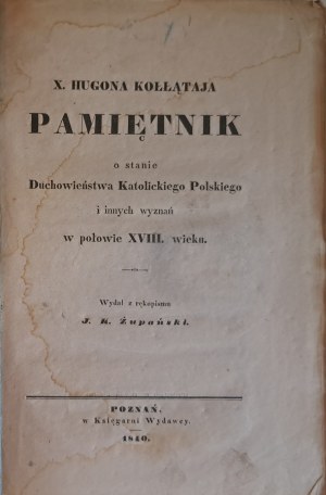 Kołłątaj Hugo, Żupański - Memoir on the state of the Catholic clergy 1840