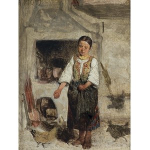 Antoni Piotrowski, A GIRL FEEDING HENS