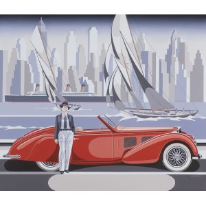 Tomasz Kostecki, WOMAN AND THE RED BUGATTI, 2024