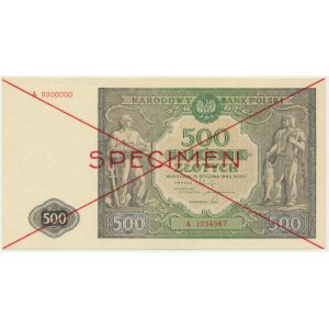 500 złotych 1946 - SPECIMEN - A 1234567/8900000 -