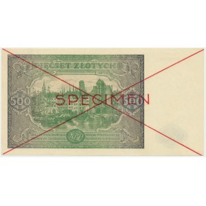 500 złotych 1946 - SPECIMEN - A 1234567/8900000 -