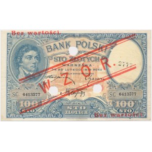 100 złotych 1919 - WZÓR - S.C. - niski nadruk