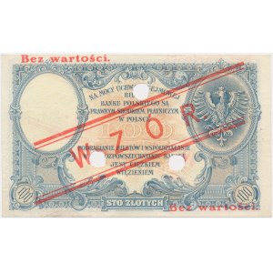 100 złotych 1919 - WZÓR - S.C. - niski nadruk