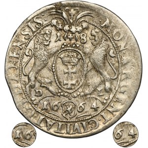 John II Casimir, Ort Danzig 1664 DL - RARE, ex. Potocki