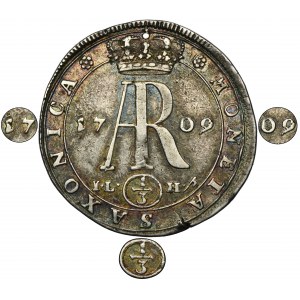 Augustus II the Strong, 1/3 Thaler Dresden 1709 ILH - VERY RARE