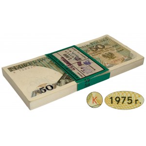 Paczka bankowa 50 złotych 1975 - K - (100 szt.) - RZADKOŚĆ