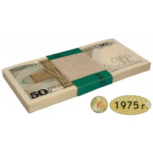 Paczka bankowa 50 złotych 1975 - K - (100 szt.) - RZADKOŚĆ