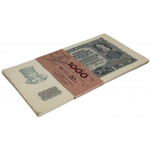 20 złotych 1940 - L - niepełna paczka bankowa (34 szt.)