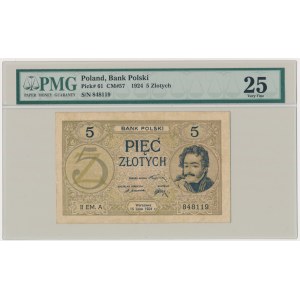 5 złotych 1924 - II EM.A - PMG 25