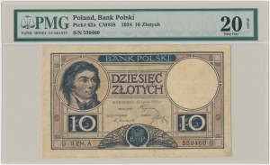 10 złotych 1924 - II EM.A - PMG 20 NET