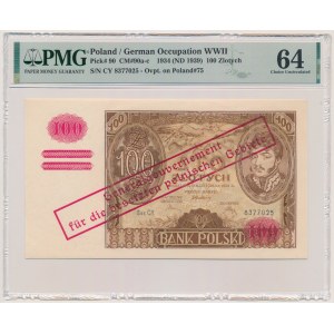 100 złotych 1934(9) z ORYGINALNYM przedrukiem - Ser.C.Y. - PMG 64