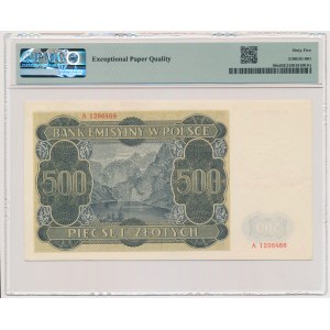 500 złotych 1940 - A 12... - Ostemplowany Falsyfikat Londyński - PMG 65 EPQ - RZADKOŚĆ
