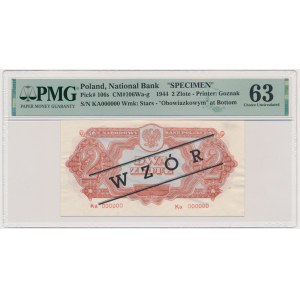 2 złote 1944 ...owym - WZÓR - Ka 000000 - PMG 63 - RZADKI