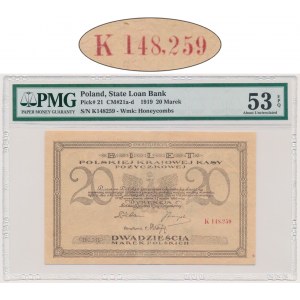 20 marek 1919 - K - PMG 53 EPQ - rzadka seria z przecinkiem