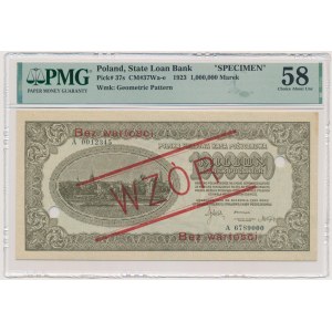 1 milion marek 1923 - WZÓR - A0012345/A6789000 - PMG 58