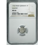 Augustus III of Poland, 1 Pfennig Dresden 1743 FWôF - NGC MS66 - RARE