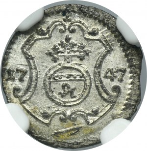 Augustus III of Poland, 1 Pfennig Dresden 1747 FWôF - NGC MS66