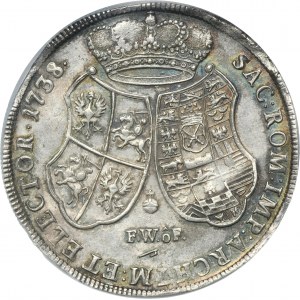 Augustus III of Poland, Thaler Dresden 1738 FWôF - NGC MS61