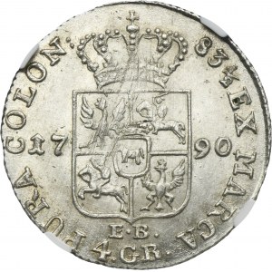 Poniatowski, 4 Groschen 1790 EB - NGC MS63