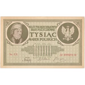 1.000 marek 1919 - Ser. ZX. - duże S i szeroka numeracja - ŚWIEŻY