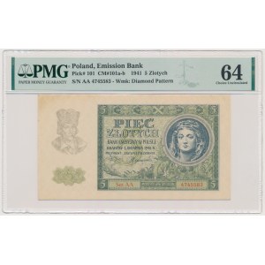 5 złotych 1941 - AA - PMG 64 - pierwsza seria