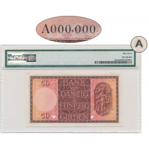 Danzig, 50 Gulden 1937 - SPECIMEN - PROOF - A 000,000 - (A) - PMG 53 - VERY RARE