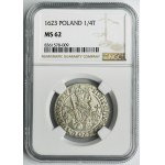 Sigismund III Vasa, 1/4 Thaler Bromberg 1623 - PRV M - NGC MS62