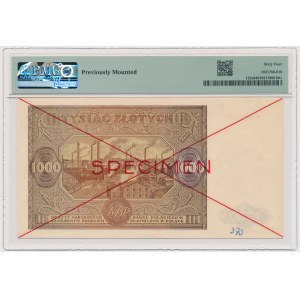 1.000 złotych 1946 - SPECIMEN - B 8900000/1234567 - PMG 64