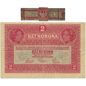 Austria, 2 Kronen 1917 - with overprint RZECZPOSP. POLSKA - RARE