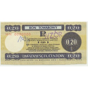Pewex, 20 centów 1979 - WZÓR - HN 0000000 - NIENOTOWANY